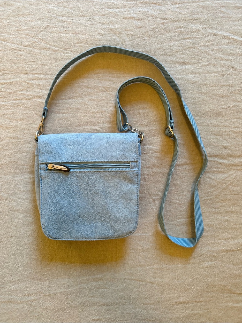 Travelon Blue Faux Suede Crossbody Bag